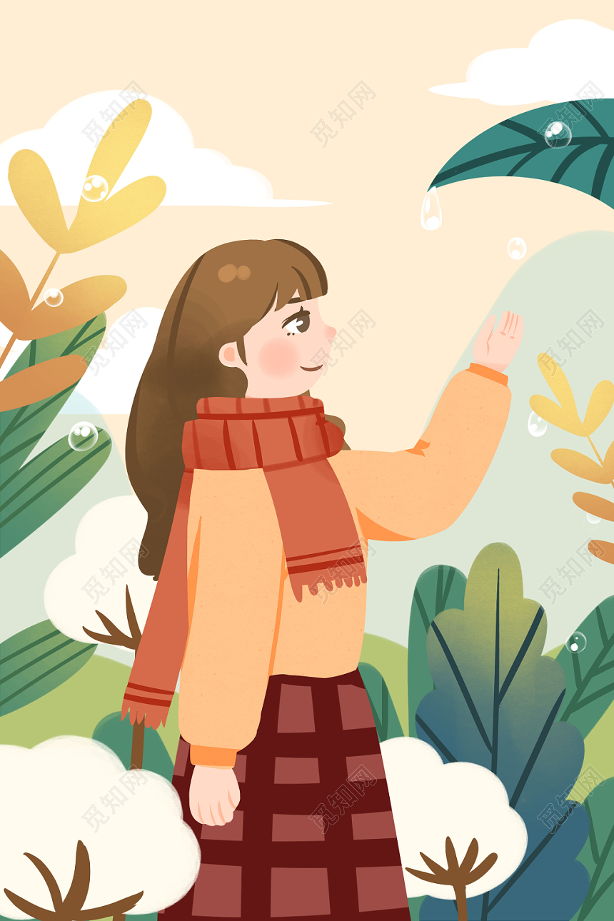 手绘寒露节气冬天卡通海报素材