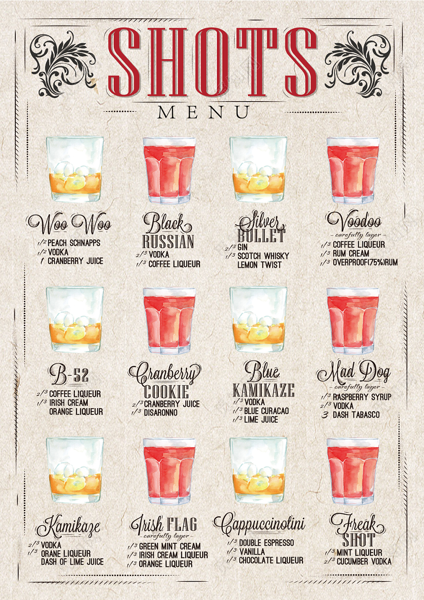 黑色复古简约风餐炊餐厅酒吧KTV酒水酒水菜单