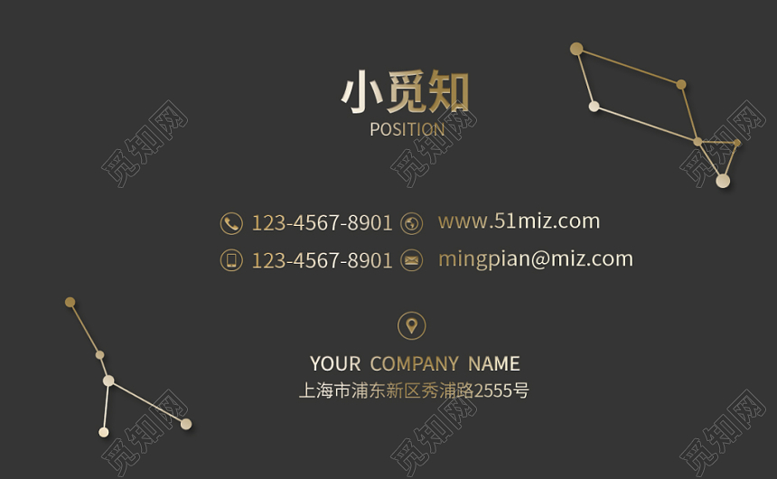 烫金高端线条时尚现代大气名片