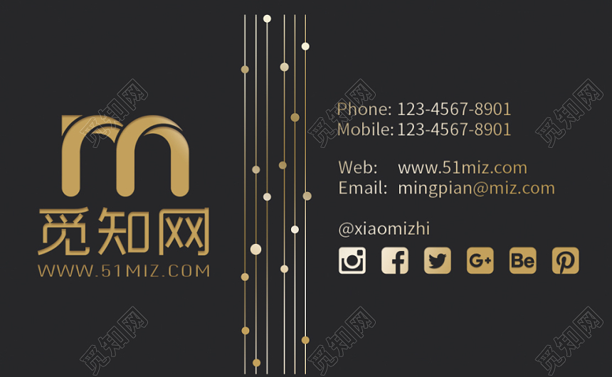 高端时尚质感线条现代烫金名片