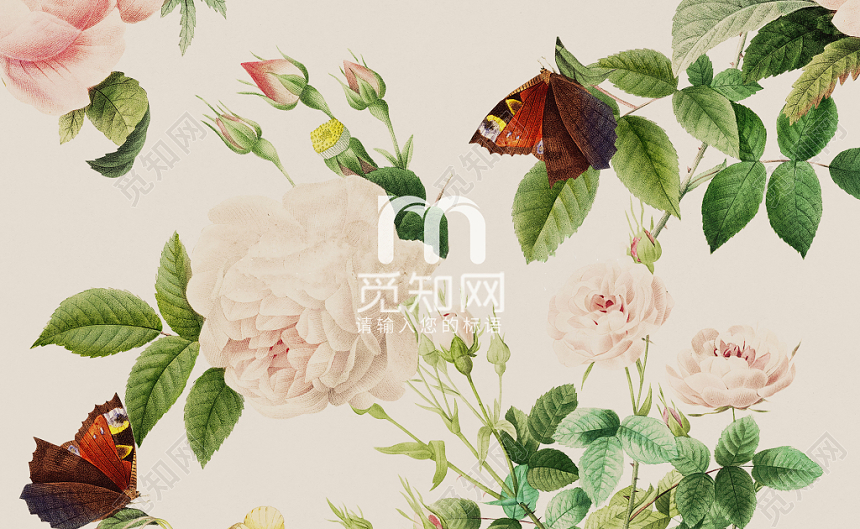 复古花卉时尚简约个人商务通用名片模板