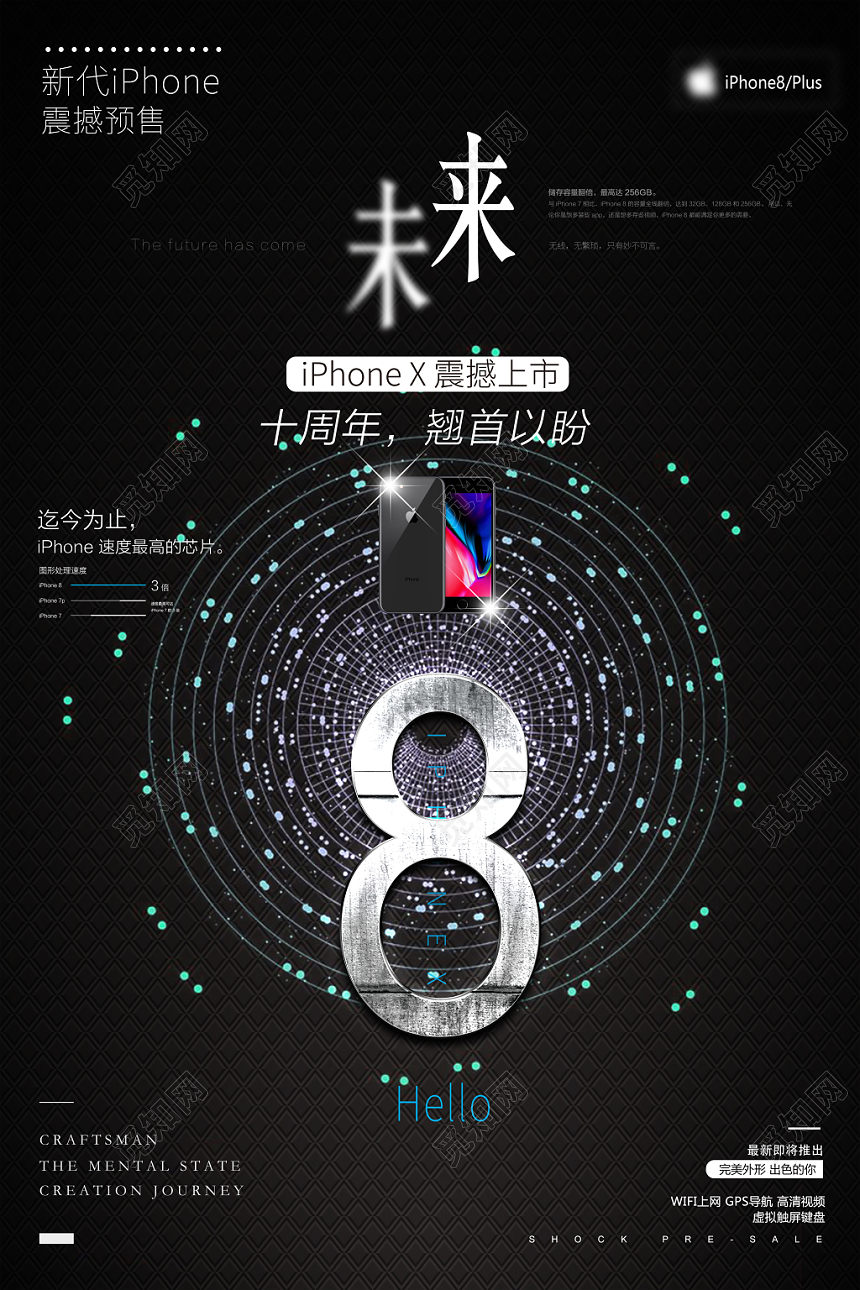 黑色星空炫酷iPhone苹果手机产品数码电子未来设计海报