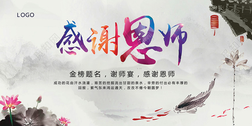 谢师宴升学宴感谢老师感谢恩师中国风展板