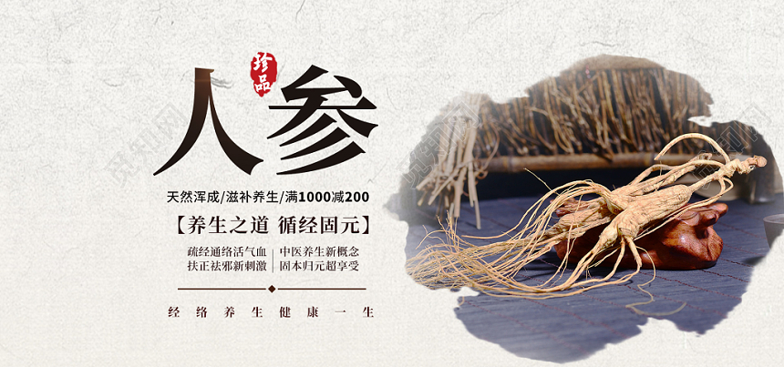 野生人参养生淘宝天猫电商食品banner