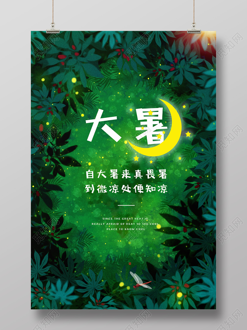 夏夜星星闪烁二十四节气大暑节气海报设计