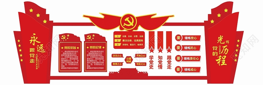 简约大气红色党的光辉历程党建党课党政宣传文化墙