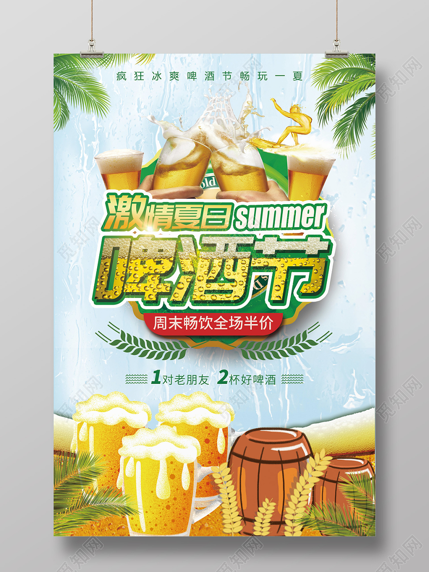 激情夏日啤酒节促销海报