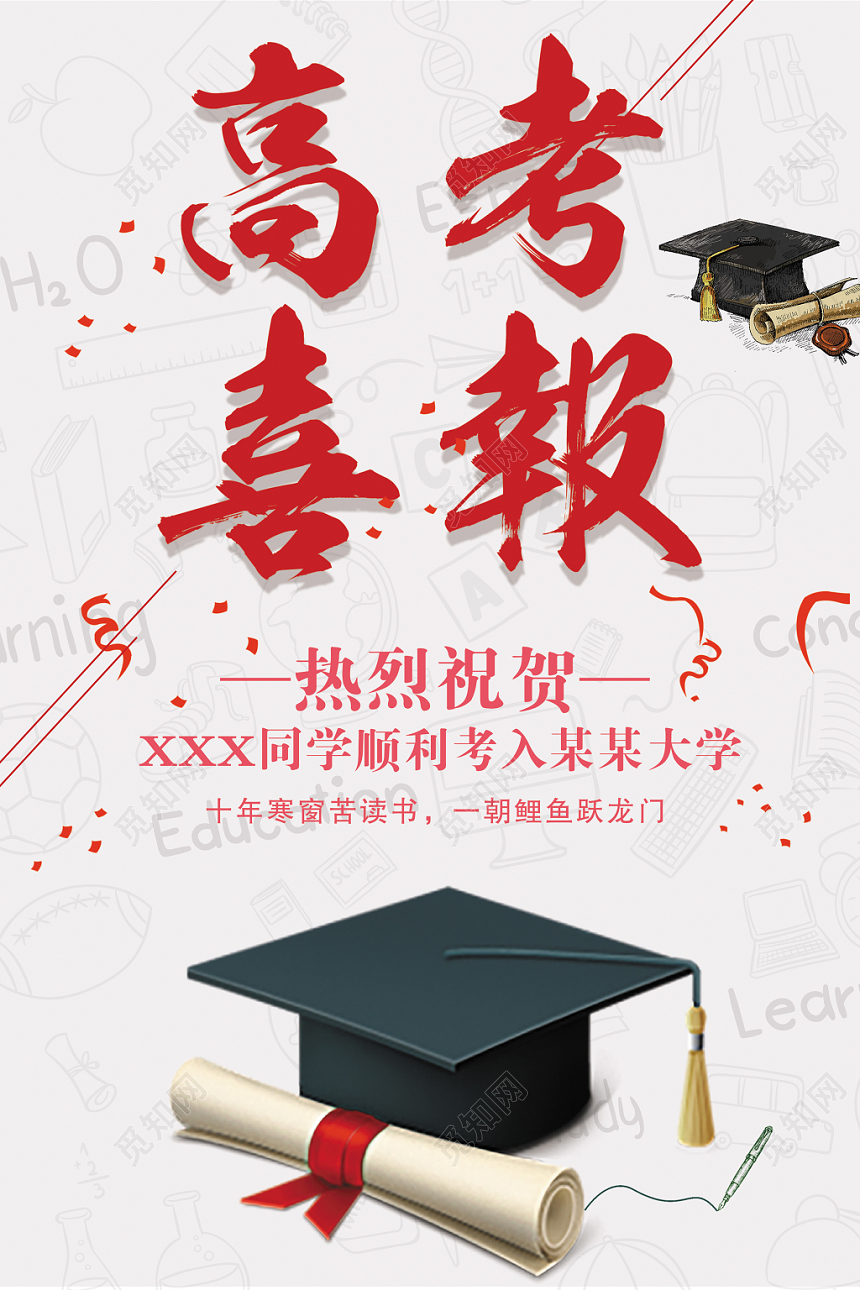 高考喜报获奖高考喜报状元榜红色祝贺海报