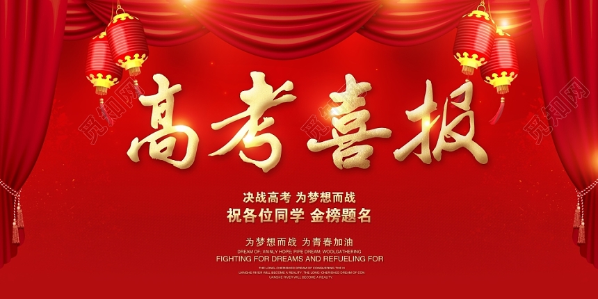 红色金榜题名高考喜报展板模板