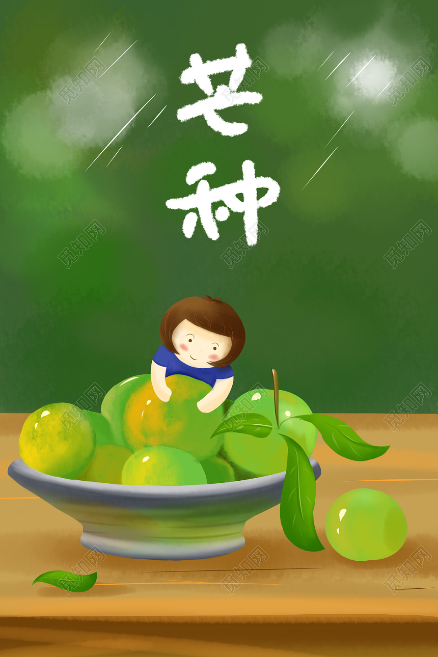 二十四节气芒种原创插画海报