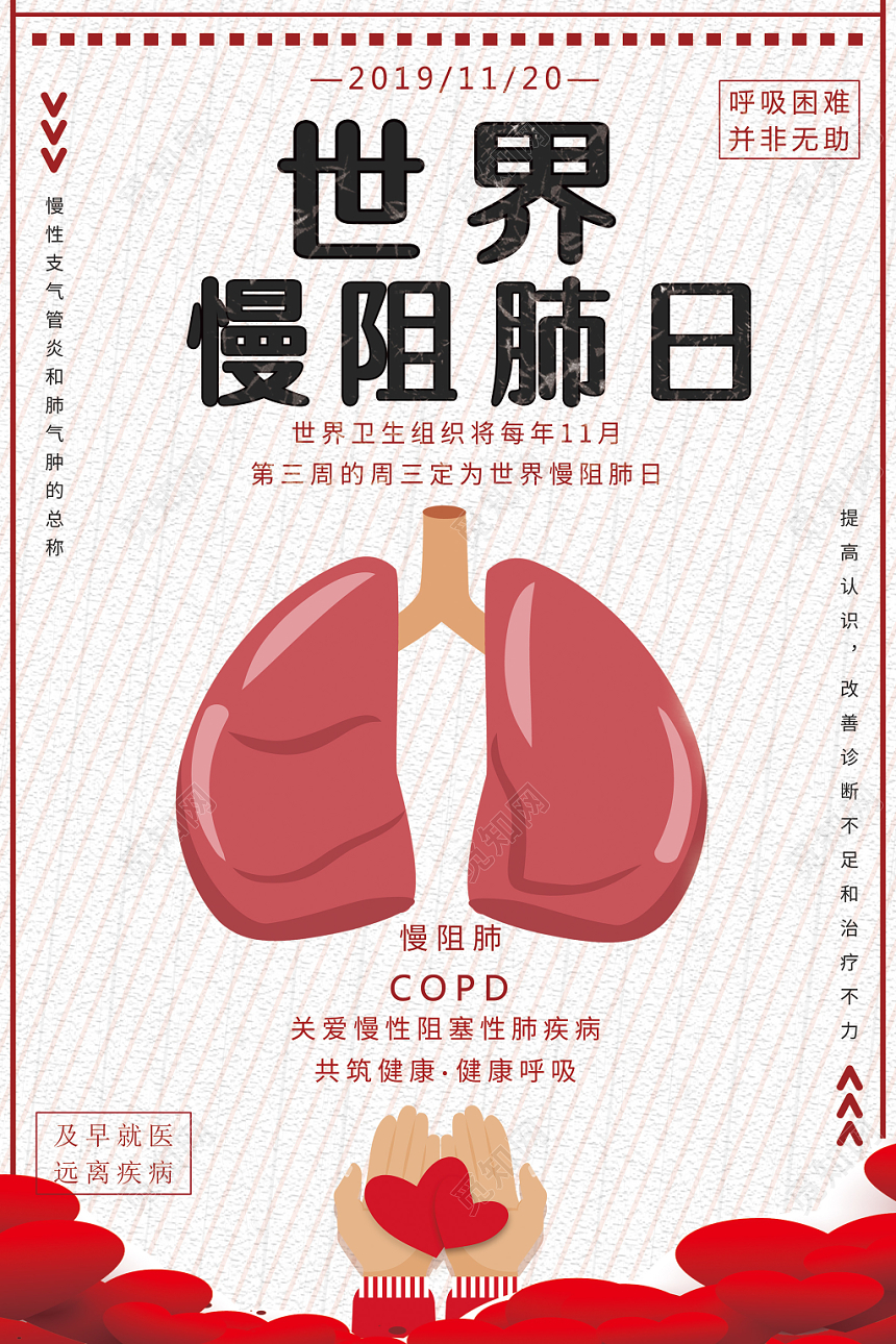 简约风世界慢阻肺日宣传海报