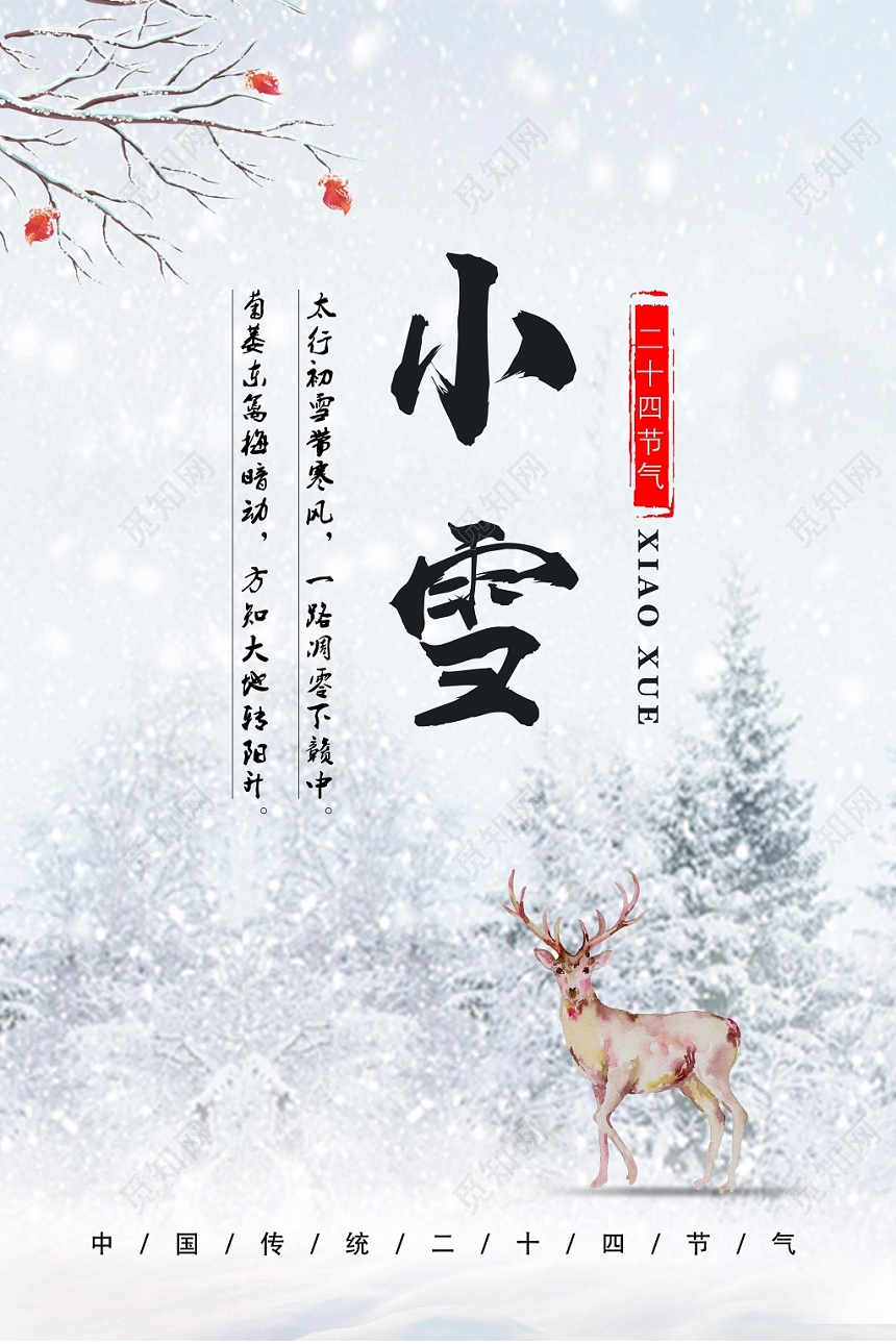 24二十四节气传统节气小雪海报