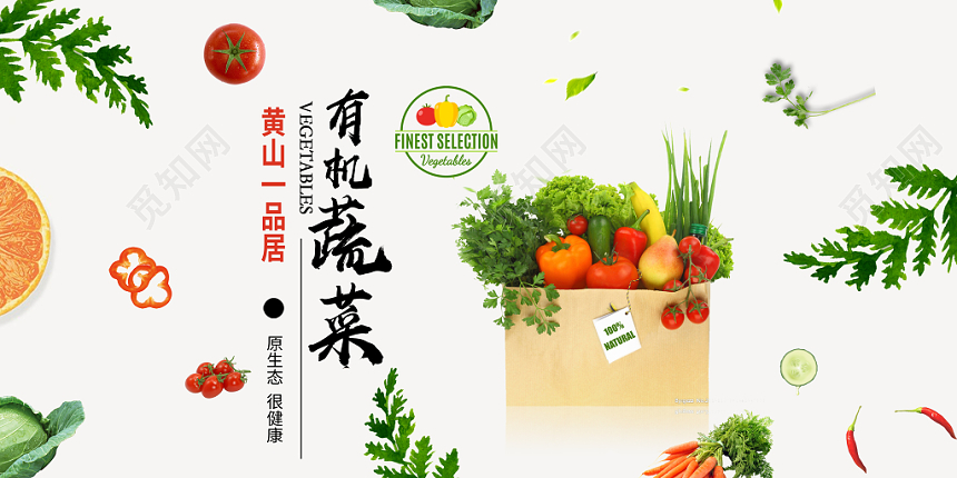 简约食品生鲜超市农产品有机蔬菜展板