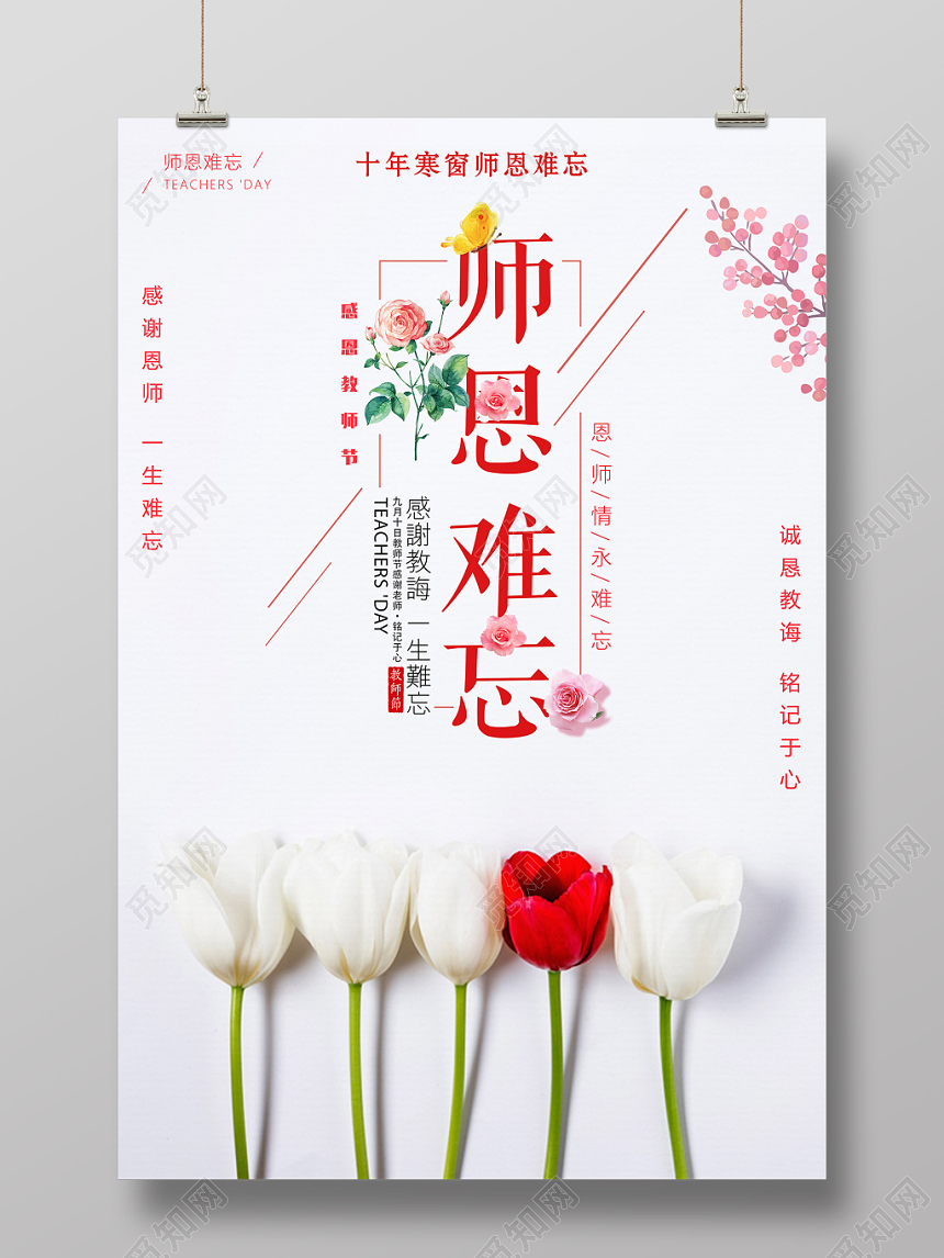 文艺小清新师恩难忘教师节海报