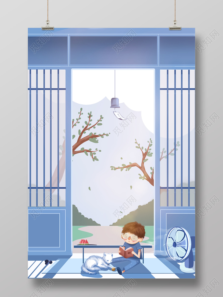 二十四节气夏至小暑原创插画海报