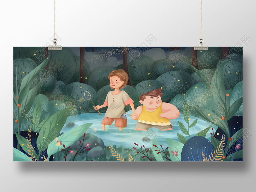 二十四节气夏至原创插画海报