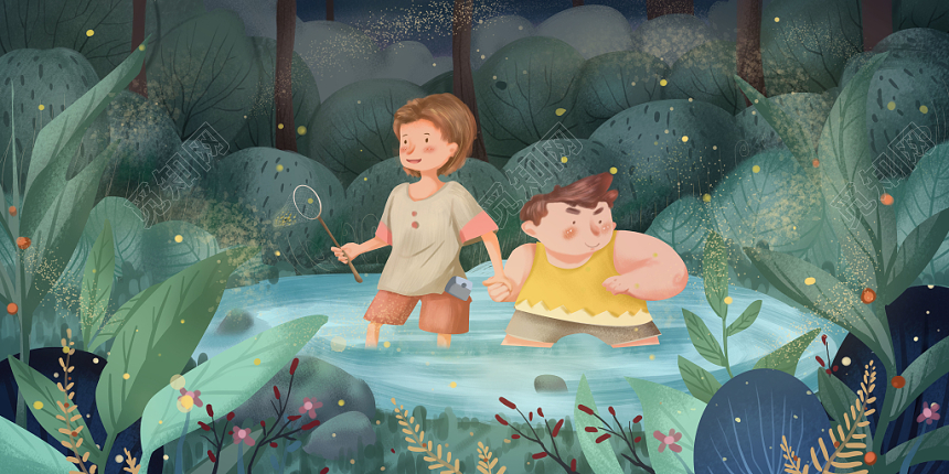 二十四节气夏至原创插画海报