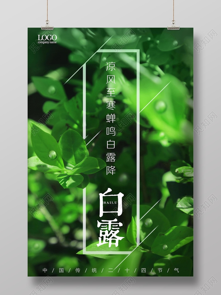 绿色简约大气二十四节气白露宣传海报