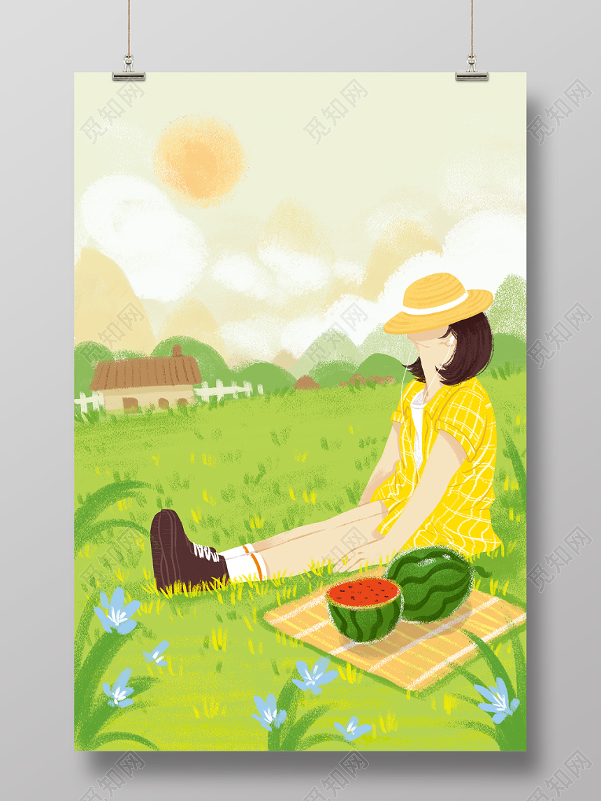 小清新立夏原创插画海报