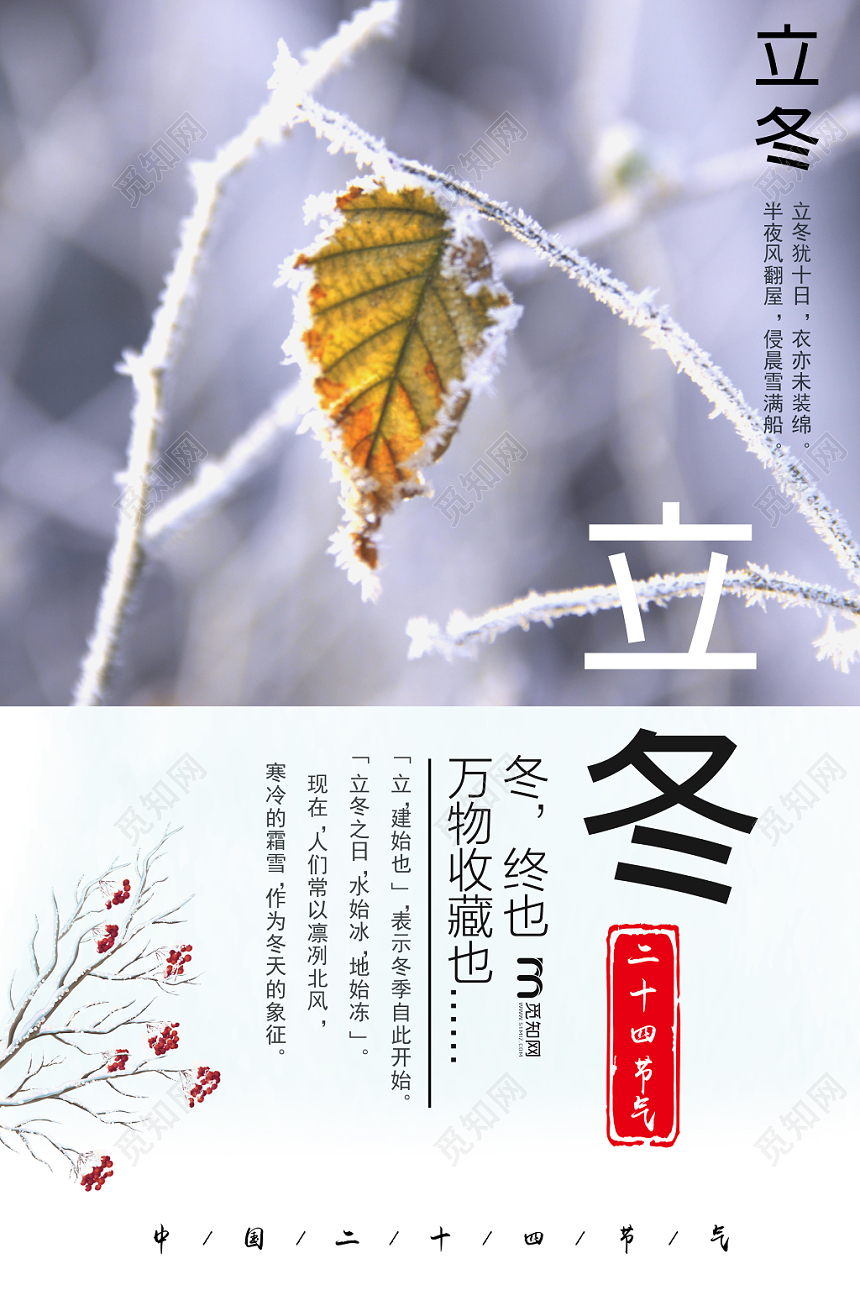 24大气整洁二十四节气之立冬活动宣传海报