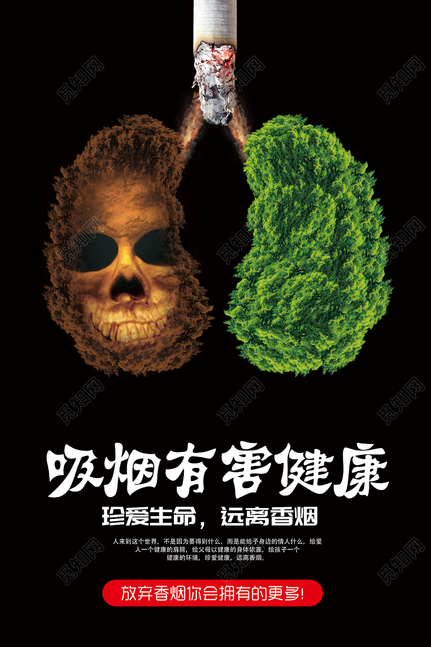 黑色冷酷吸烟有害健康海报