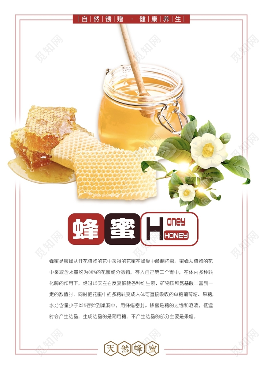 高端创意简约线框蜂蜜honey宣传海报