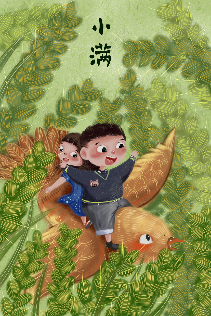 二十四节气小满原创插画海报
