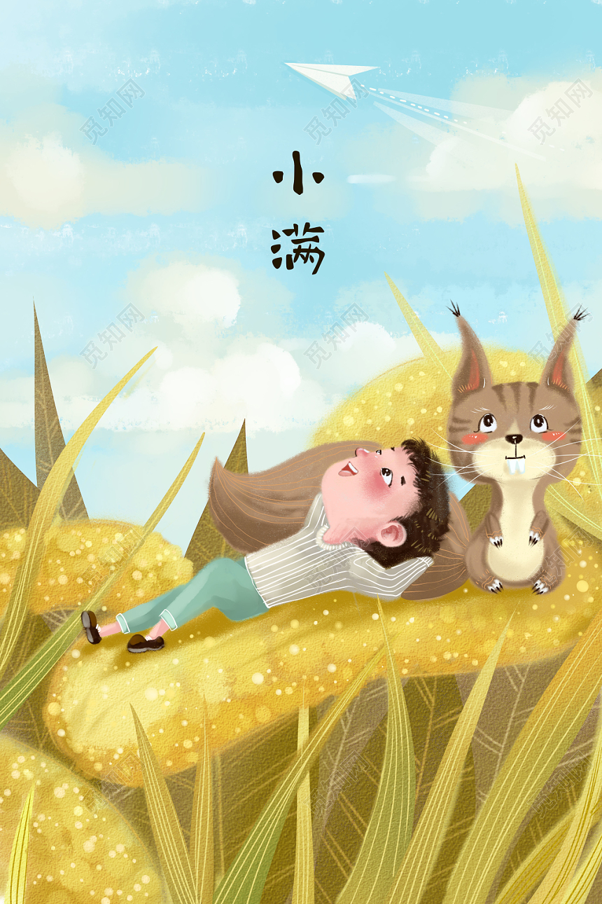 二十四节气小满原创插画海报