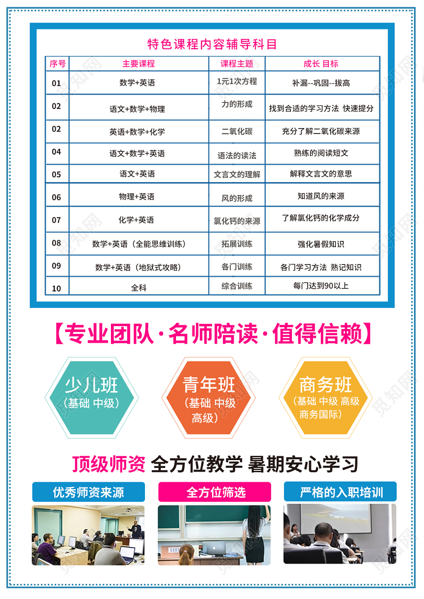 暑假辅导班蓝色渐变清晰促销招生培训海报宣传单