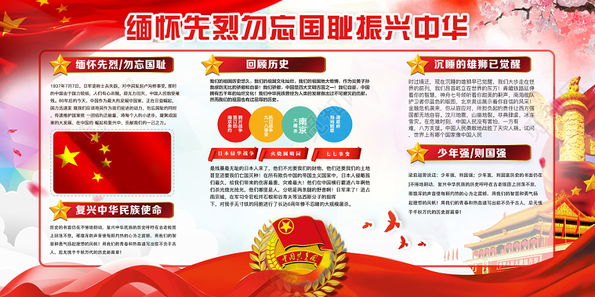 红色九一八勿忘国耻918事变纪念宣传海报
