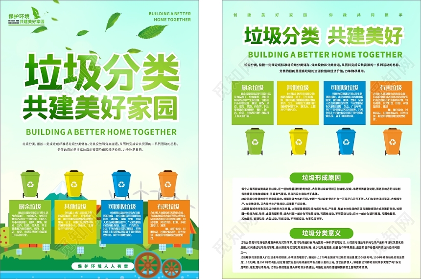 垃圾分类绿色生活党政宣传设计海报