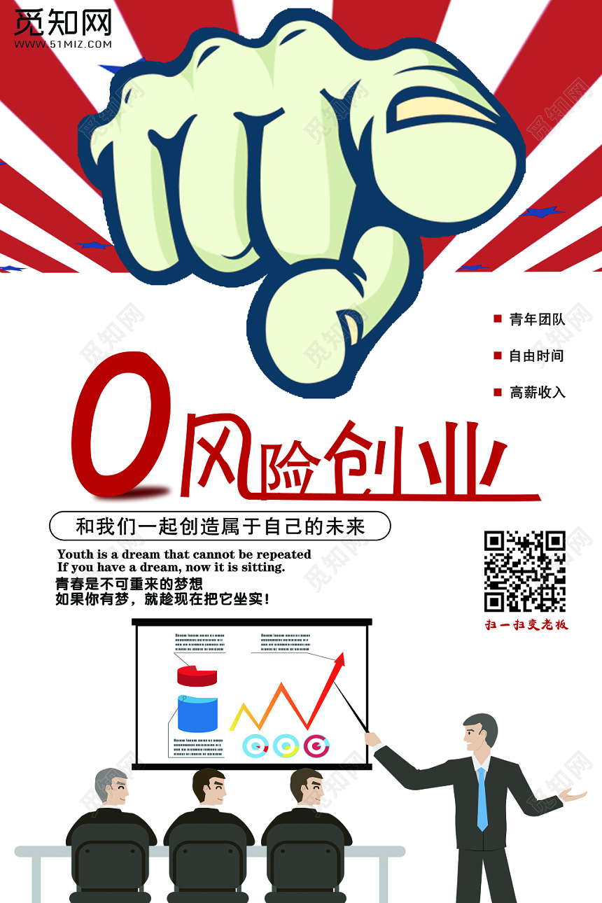 简约风零风险创业企业招聘海报