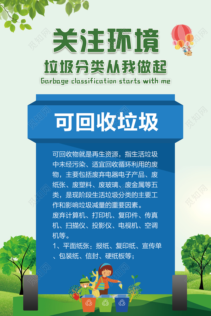 清爽关注环境垃圾分类宣传海报
