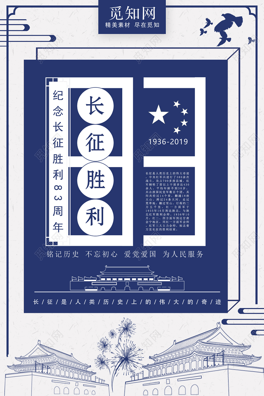 白色简约长征胜利83周年纪念海报