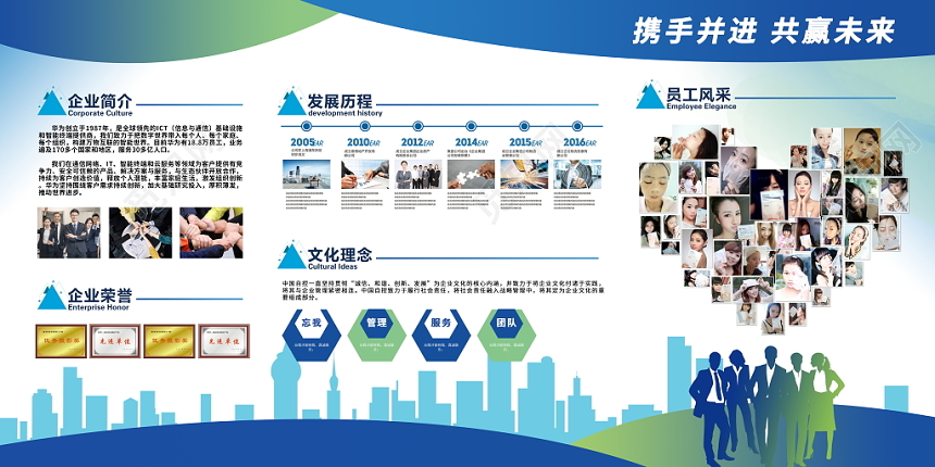 企业文化墙发展历程形象墙大型办公室形象墙模板设计