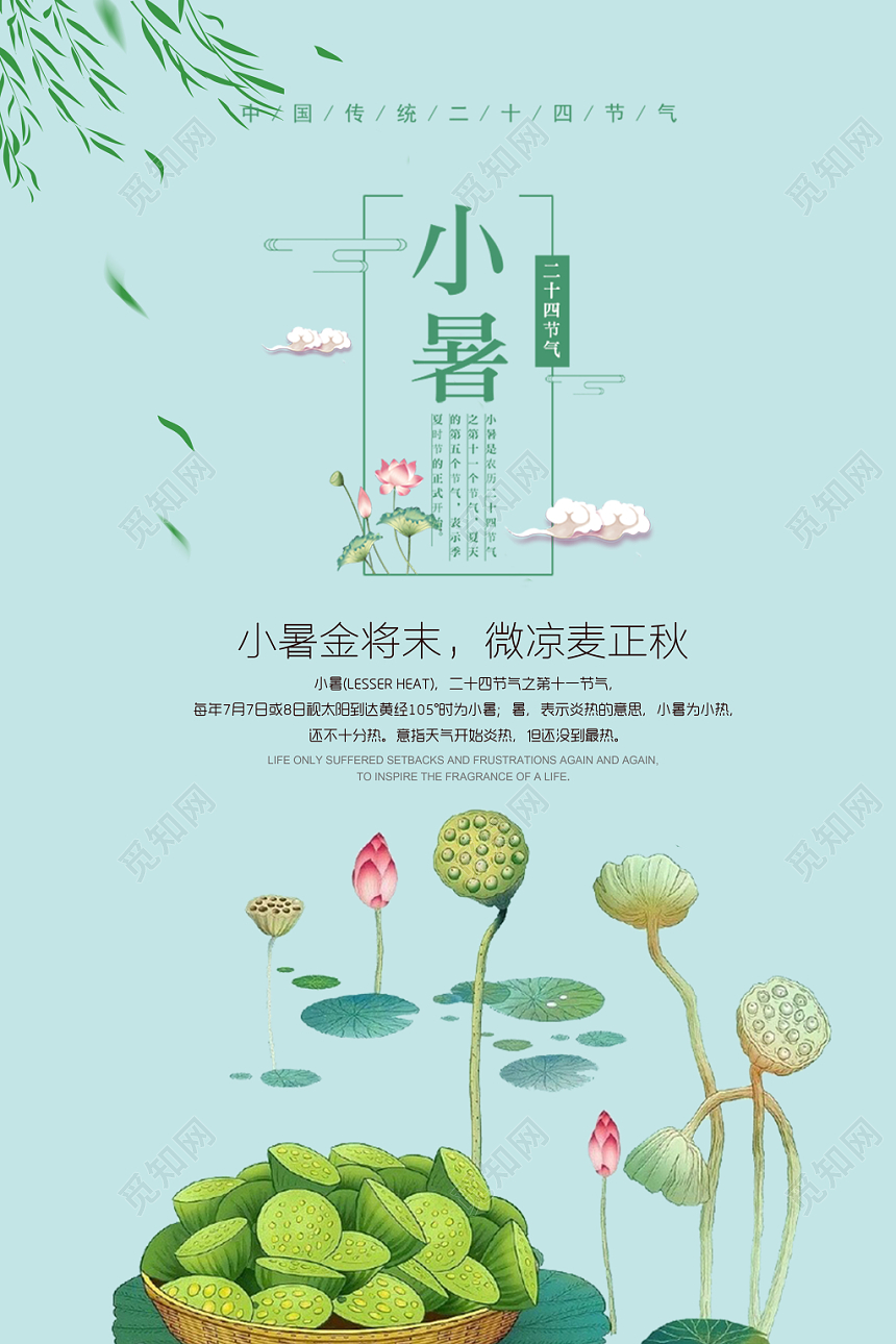 插画创意简约小暑小暑24四节气宣传海报