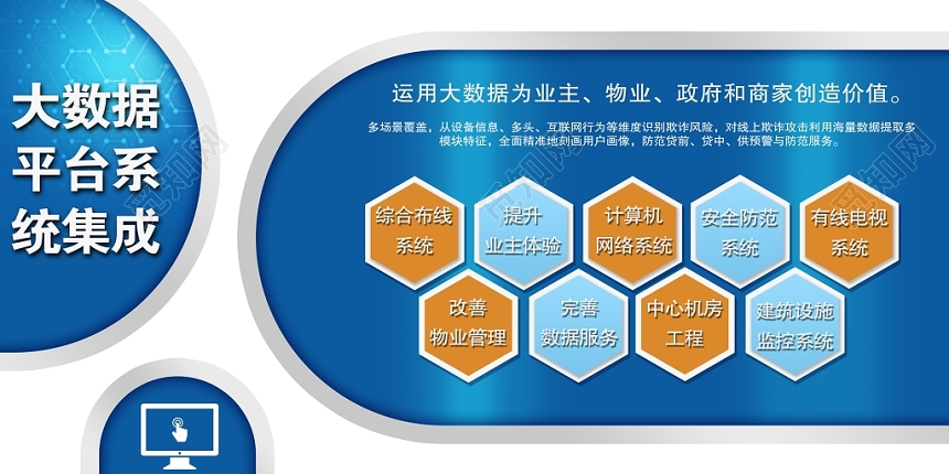 大气蓝色智能社区科技企业文化墙展板设计