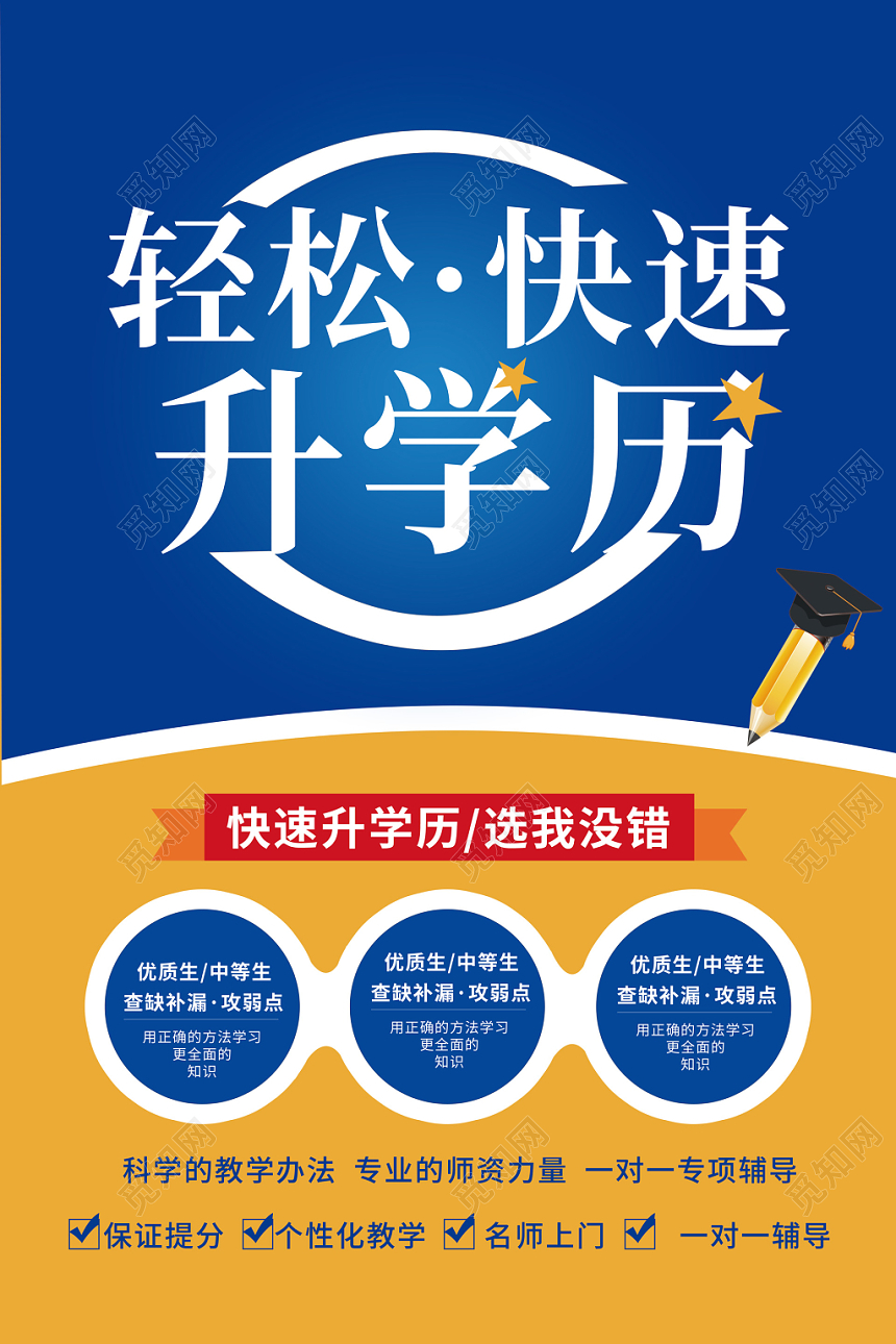 轻松快速升学历辅导班教育招生宣传单