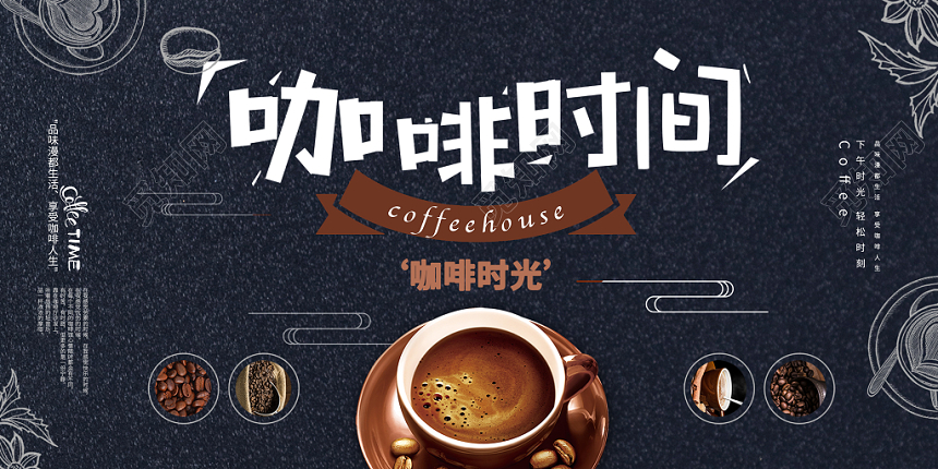 创意咖啡美食促销展板