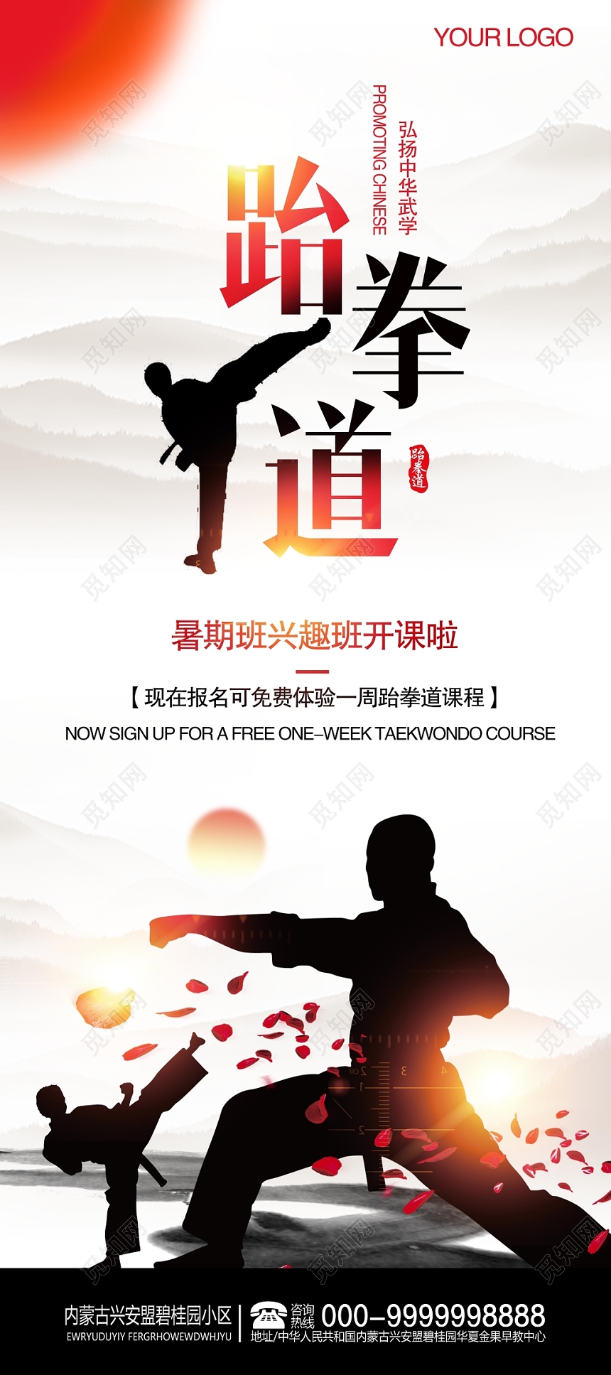 水墨中国风跆拳道展架易拉宝设计