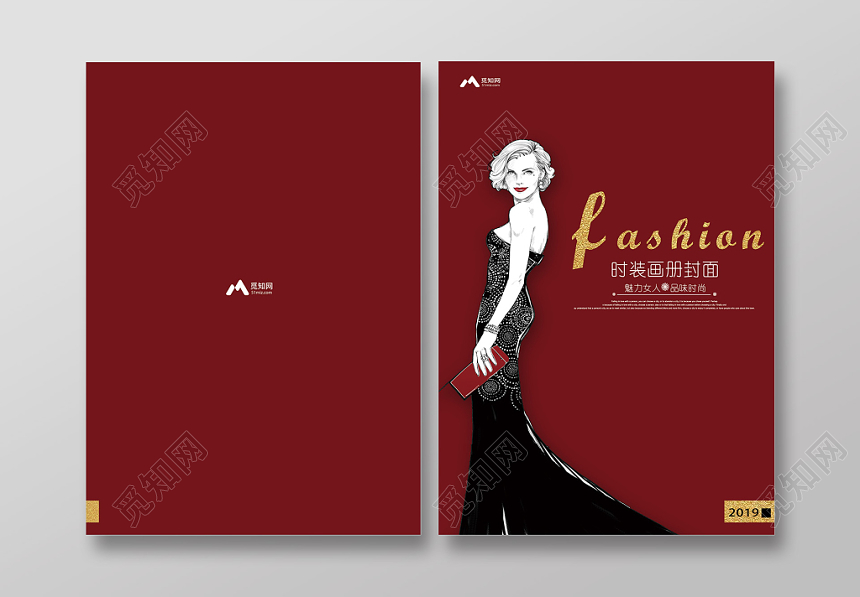 红色时装魅力女人品味时尚时装画册封面设计