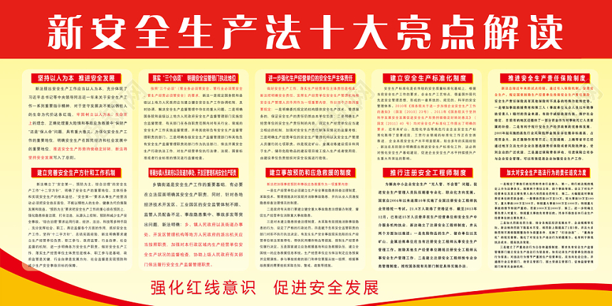 简约正式红色生产法宣传展板