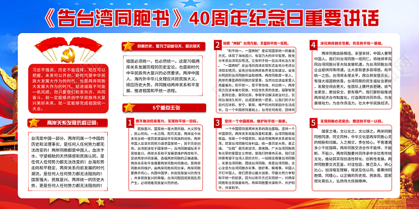 党政祖国必须统一告台湾同胞书发表40周年宣传展板