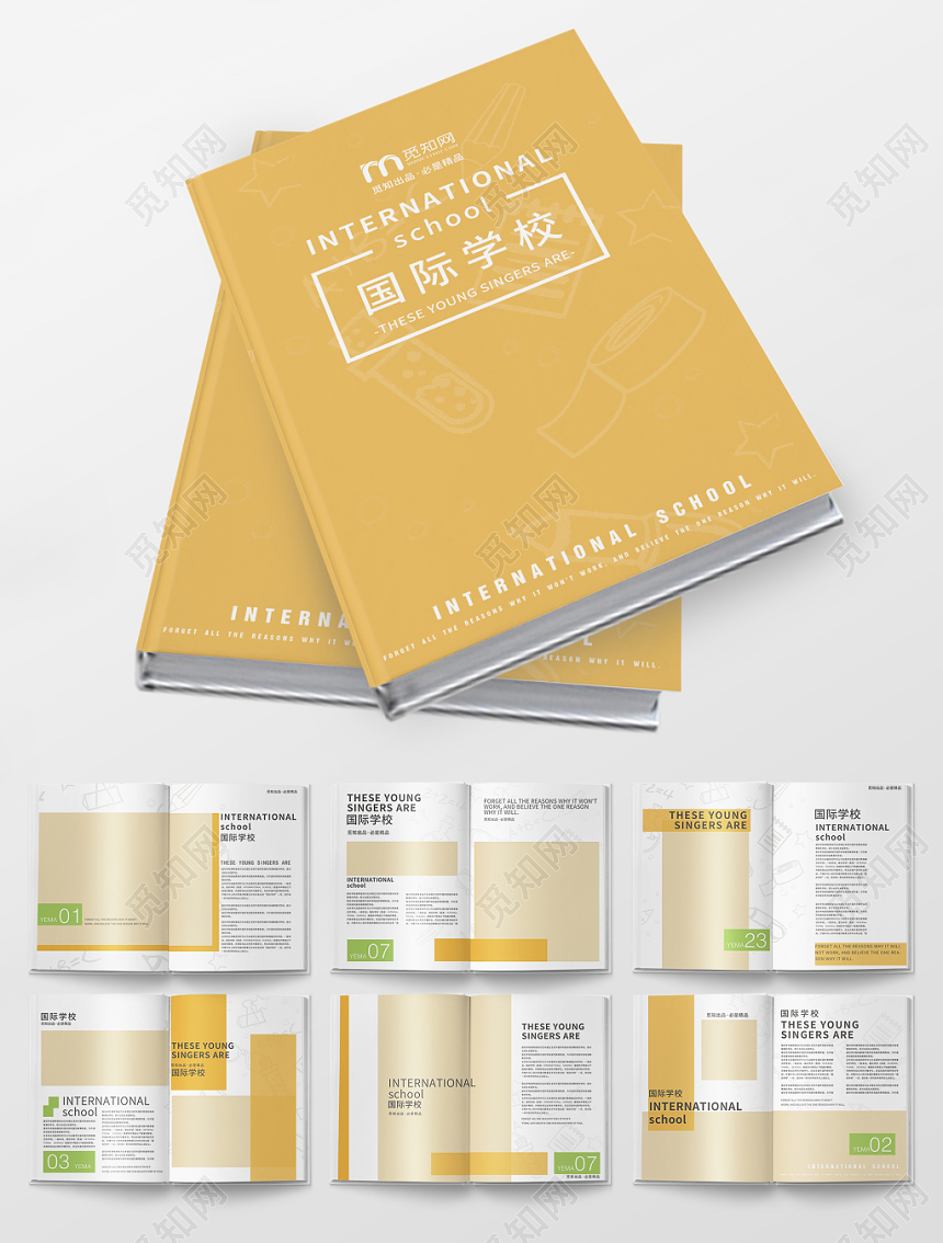 简约橙色国际学校宣传画册模板