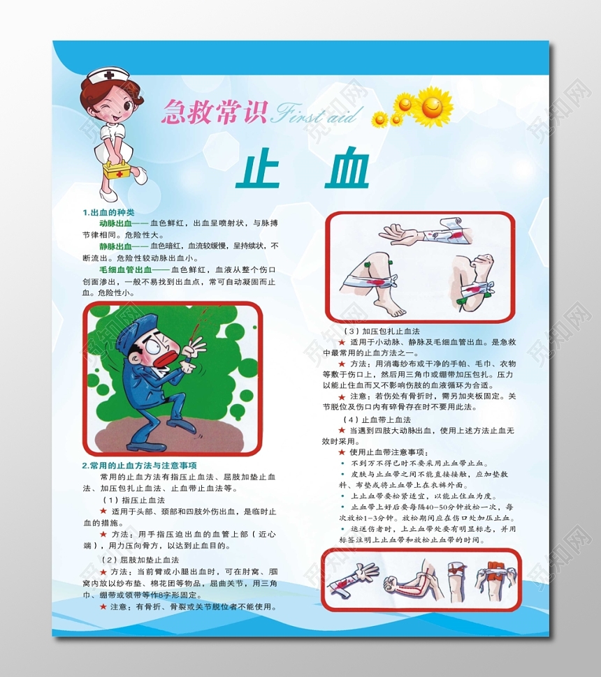 急救知识止血包扎指压动脉出血静脉出血