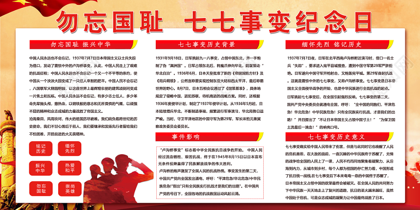 党建风七七事变纪念日展板