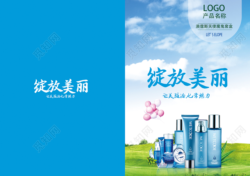 时尚清新大气蓝色化妆品画册封面