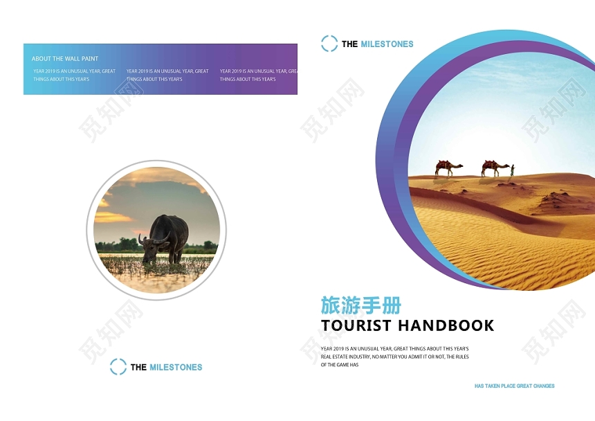 白色简单清新沙漠旅游画册