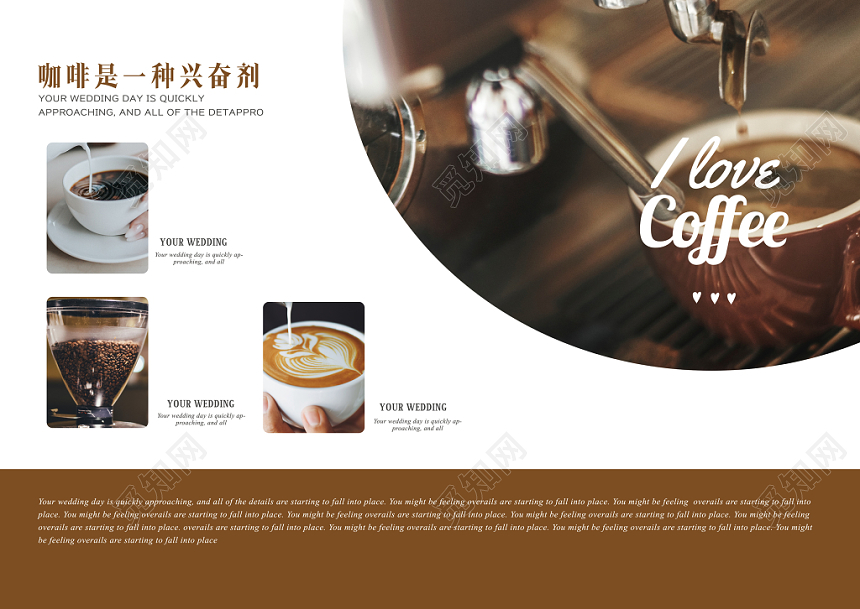 时尚经典简约褐色咖啡产品介绍画册内页排版设计