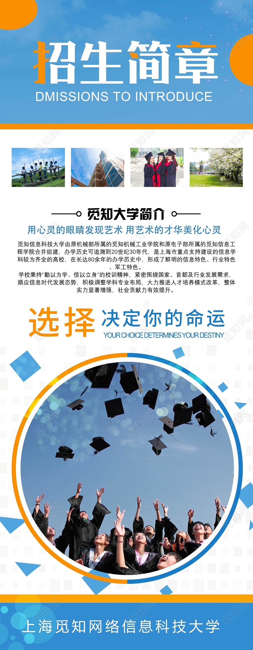 简约招生简章大学专业信息易拉宝展架